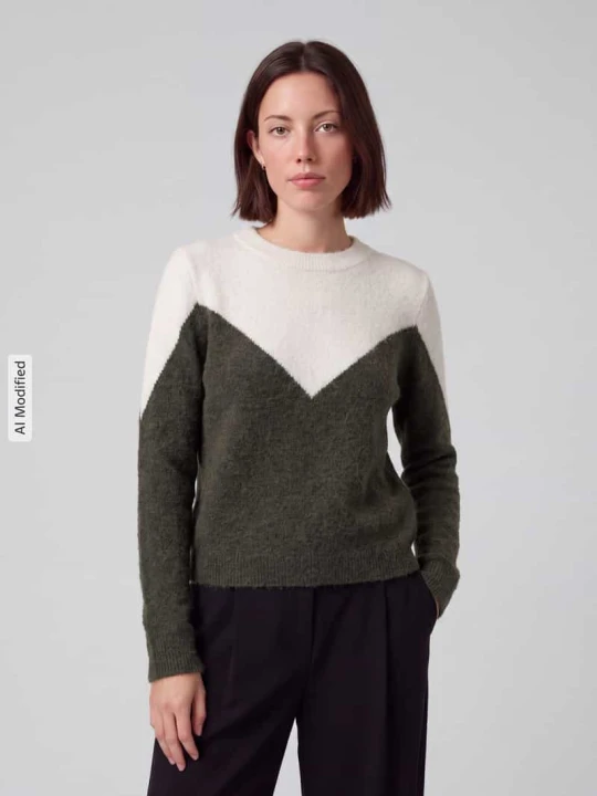 Zdjęcie produktu sweter krój regular fit z dodatkiem wełny model 'PLAZA' Vero Moda Ciemnozielony