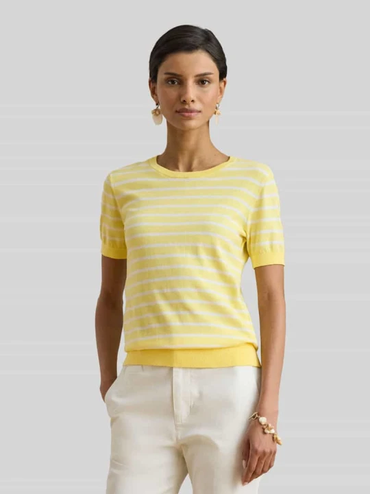 Zdjęcie produktu sweter krój regular fit z krótkim rękawem Lauren Ralph Lauren Jasnożółty