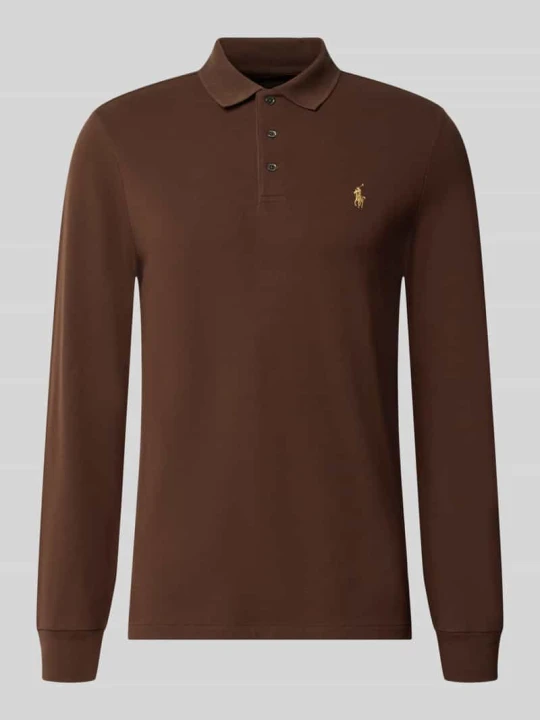 Zdjęcie produktu sweter krój slim fit z mieszanka bawełny Polo Ralph Lauren Średniobrązowy