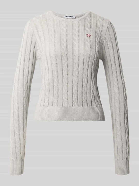 Zdjęcie produktu sweter krój slim fit z mieszanka bawełny REVIEW Średnioszary melanż