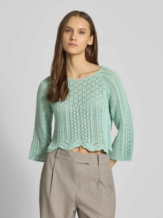 Zdjęcie produktu Krótki sweter z mieszanki bawełny model 'NOLA' Only Trzcinowy