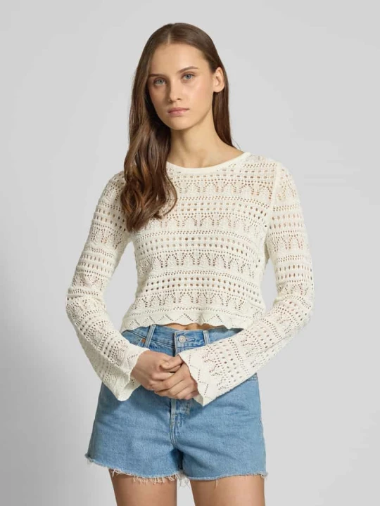Zdjęcie produktu Krótszy sweter dzianinowy z mieszanki bawełny model 'ELKE' Only Écru