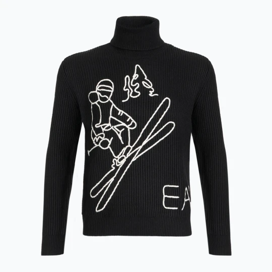 Zdjęcie produktu Sweter męski EA7 Emporio Armani Mountain Apres Ski Embroidery Knitted Czarny