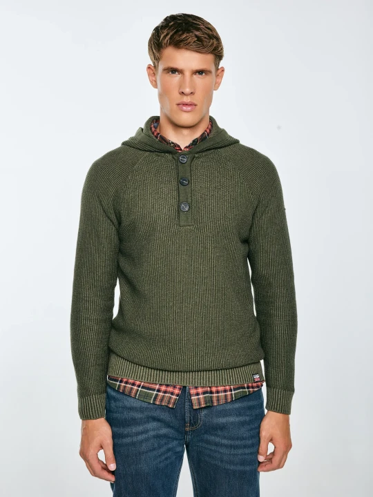 Zdjęcie produktu sweter męski z kapturem khaki carlson 303 Big Star ZIELONY