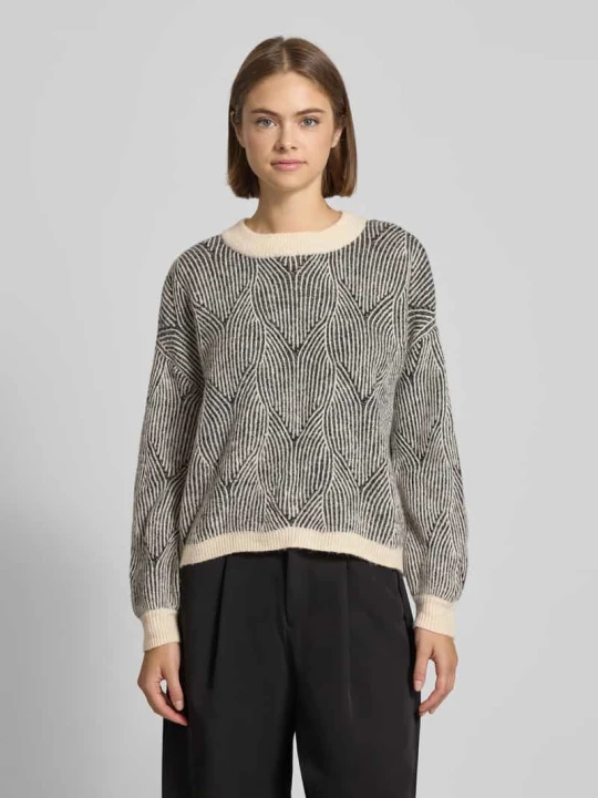 Zdjęcie produktu Sweter o kroju comfort fit z dzianiny z dodatkiem wełny model ‘JENNA’ Pieces Jasnoszary
