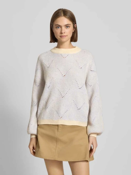Zdjęcie produktu Sweter o kroju comfort fit z dzianiny z dodatkiem wełny model ‘JENNA’ Pieces Jasnoniebieski melanż