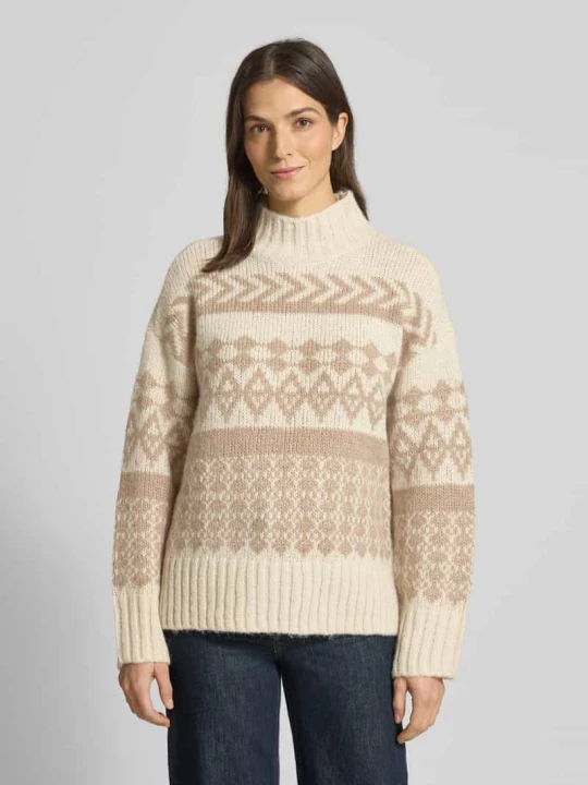 Zdjęcie produktu Sweter z dzianiny Comfort Fit z norweskim wzorem, model 'AMPLE' Vero Moda Beżowy