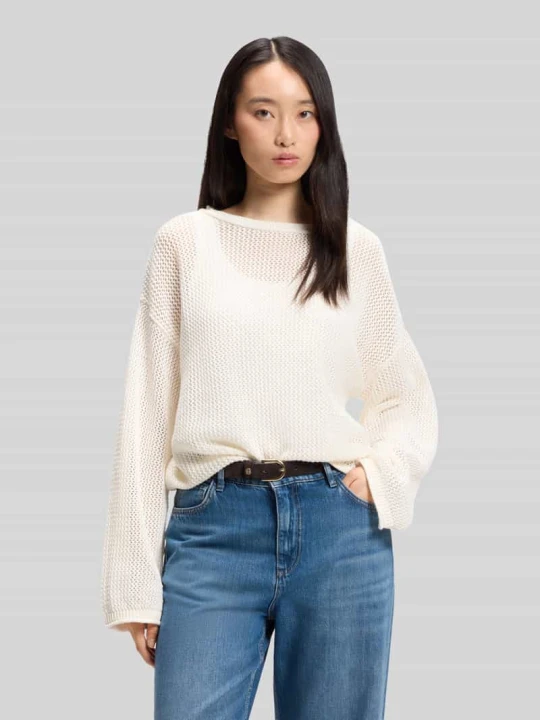 Zdjęcie produktu Sweter o kroju loose fit z czystej bawełny model 'C_FARDE' Boss Złamany biały