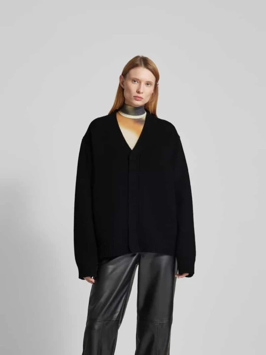 Zdjęcie produktu Sweter o kroju oversized z dekoltem w serek Nanushka Czarny
