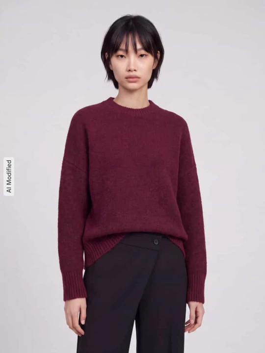 Zdjęcie produktu Sweter o kroju oversized z dodatkiem wełny model 'BOOM' Vero Moda Ciemnoczerwony melanż