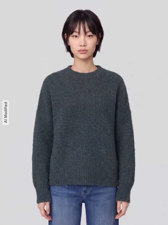 Zdjęcie produktu Sweter o kroju oversized z dodatkiem wełny model 'BOOM' Vero Moda Ciemnozielony