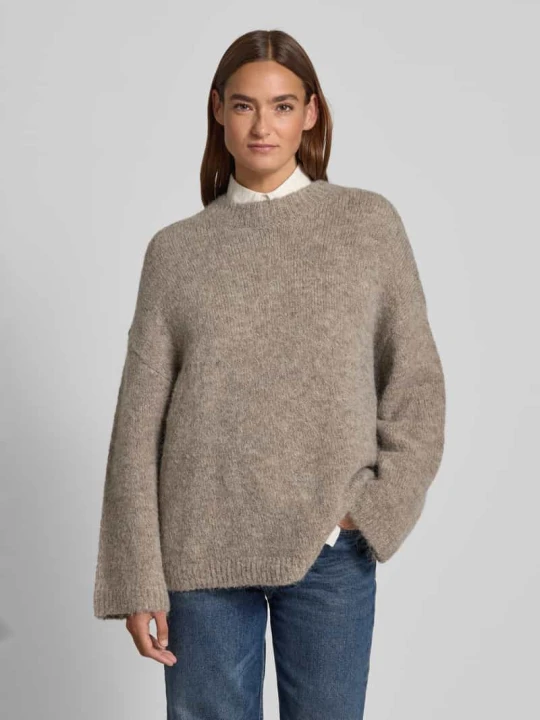 Zdjęcie produktu Sweter o kroju oversized z dzianiny z mieszanki wełny z alpaki model ‘GABRIELLA’ Selected Ciemnoszary