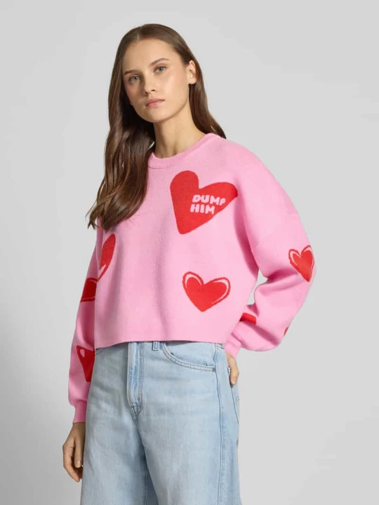 Zdjęcie produktu Oversized Sweter z dzianiny z Mieszanka wiskozy Model 'SHYLA' Noisy May Różowy melanż