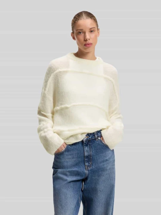 Zdjęcie produktu Sweter o kroju oversized z mieszanki materiałów z dodatkiem wełny Hugo Écru