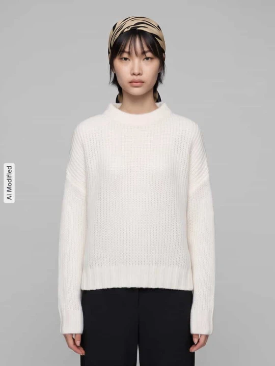 Zdjęcie produktu Sweter o kroju oversized z mieszanki wełny z dodatkiem alpaki model 'Sloossy' Hugo Złamany biały