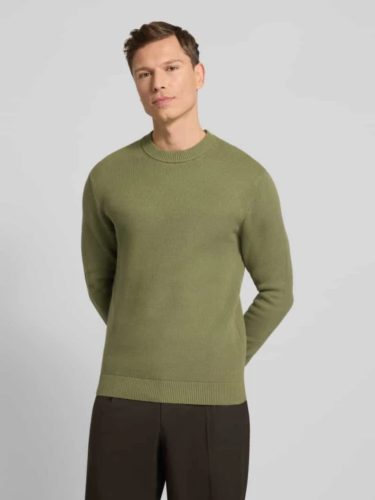 Zdjęcie produktu Sweter o kroju regular fit z czystej bawełny ekologicznej model ‘DANE’ Selected Homme Oliwkowy