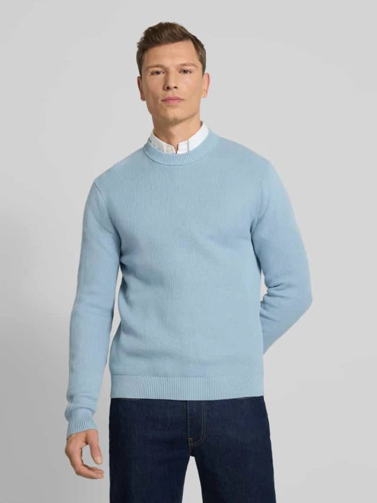 Zdjęcie produktu Sweter o kroju regular fit z czystej bawełny ekologicznej model ‘DANE’ Selected Homme Jasnoniebieski