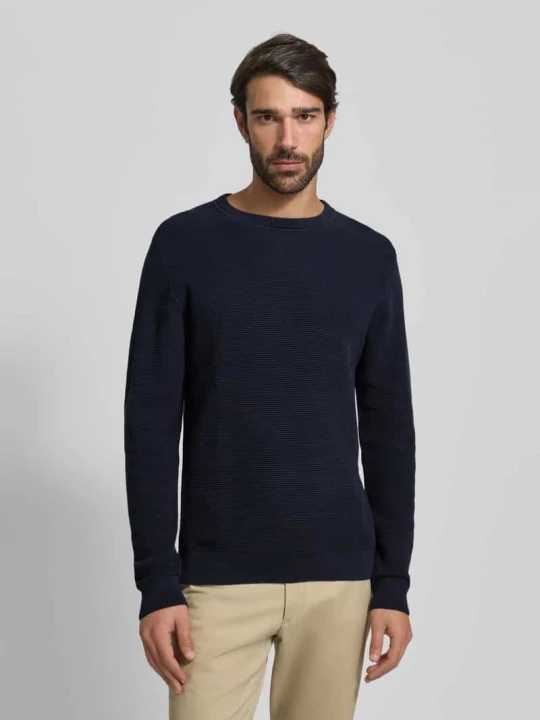 Zdjęcie produktu Sweter krój regular fit z czystej bawełny ekologicznej Model 'ROSS' Selected Homme Ciemnoniebieski