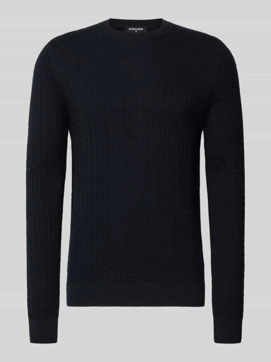 Zdjęcie produktu sweter o kroju regular fit z czystej bawełny model 'Adrian' Strellson Granatowy