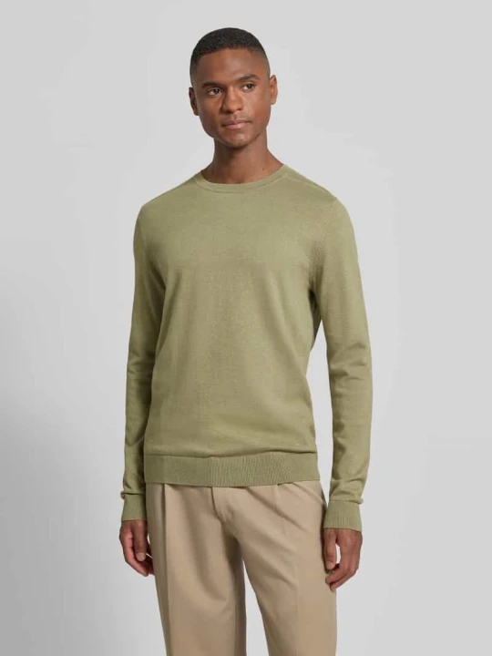 Zdjęcie produktu Sweter o kroju regular fit z czystej bawełny model ‘BERG’ Selected Homme Oliwkowy melanż