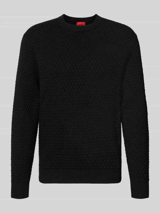 Zdjęcie produktu sweter o kroju regular fit z czystej bawełny model 'Sylas' Hugo Czarny