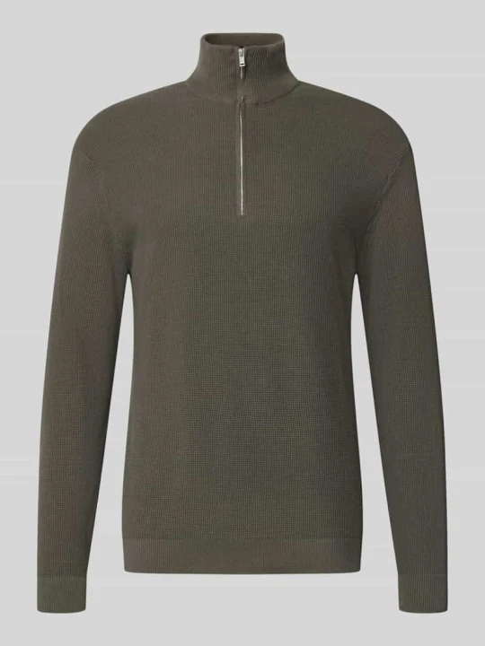 Zdjęcie produktu sweter o kroju regular fit z czystej bawełny model 'TONY' Only & Sons Błotnisty
