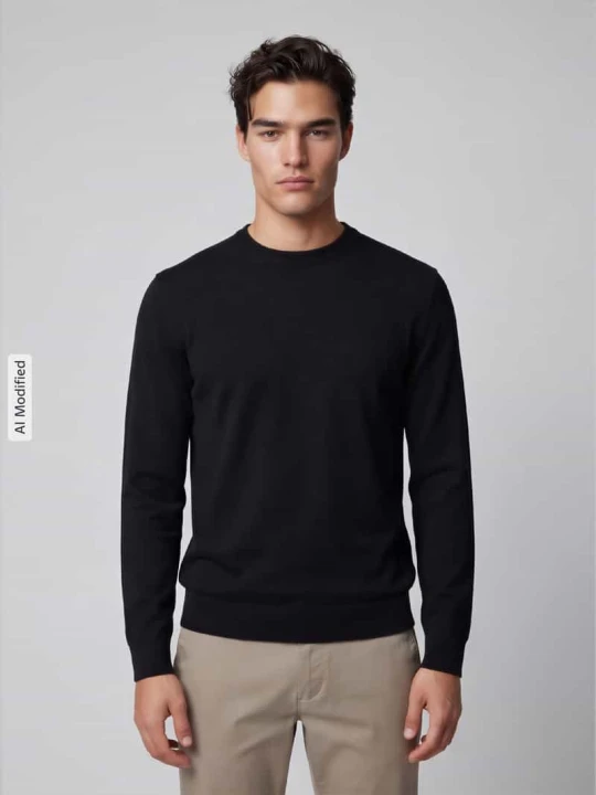 Zdjęcie produktu sweter o kroju regular fit z czystej bawełny model 'TORINO' Selected Czarny