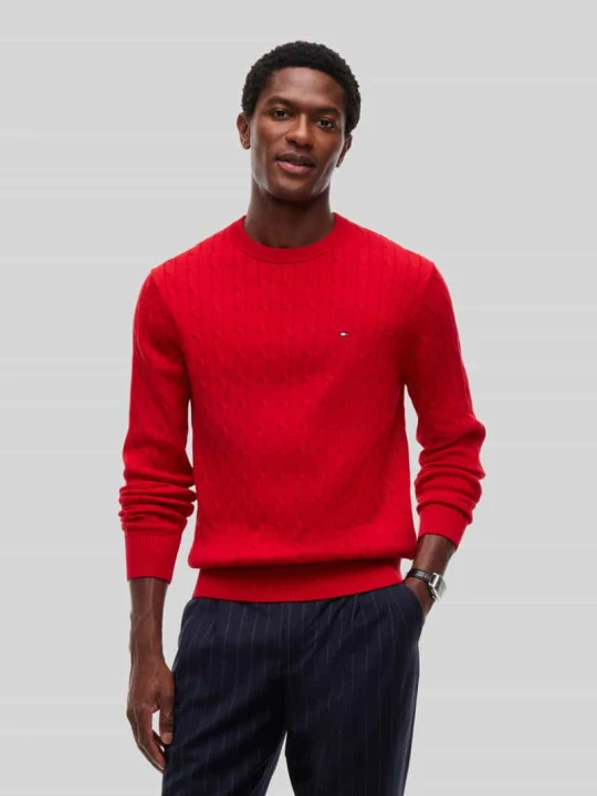 Zdjęcie produktu sweter o kroju regular fit z czystej bawełny Tommy Hilfiger Czerwony