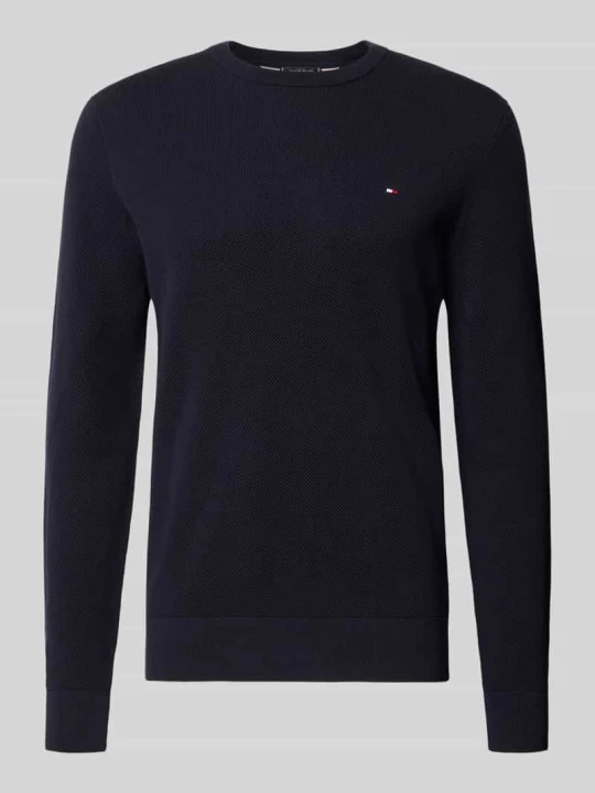 Zdjęcie produktu sweter z czystej bawełny o kroju regular fit Tommy Hilfiger Granatowy