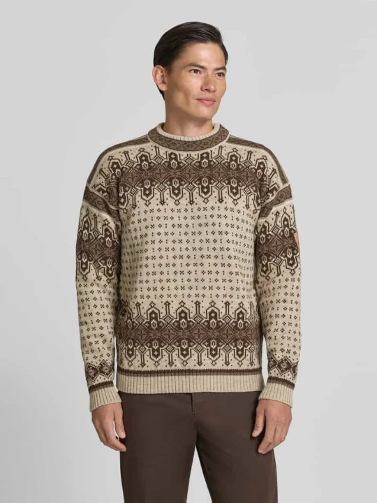 Zdjęcie produktu sweter o kroju regular fit z czystej wełny model 'Albertville' Dale of Norway Beżowy melanż