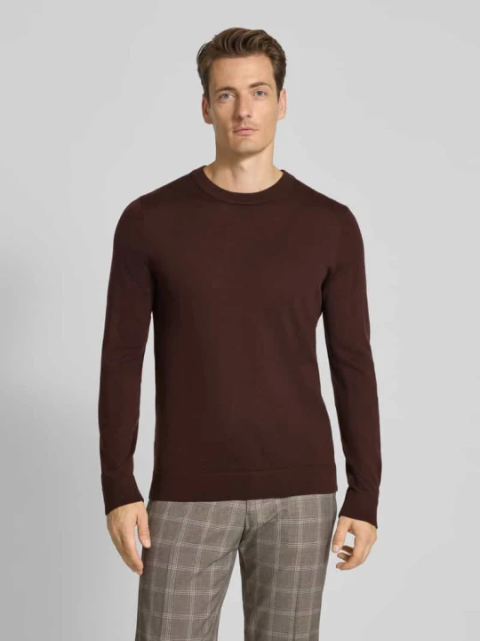 Zdjęcie produktu Sweter o kroju regular fit z czystej wełny merino model ‘TRAY’ Selected Homme Ciemnobrązowy