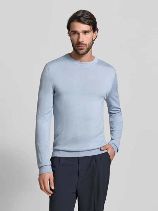Zdjęcie produktu Sweter z czystej wełny krój regular fit model 'TRAY' Selected Homme Błękitny