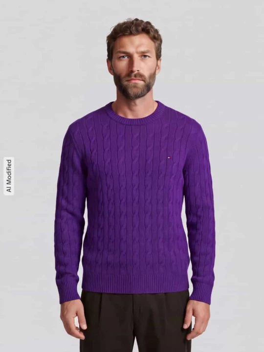 Zdjęcie produktu Sweter o kroju regular fit z czystej wełny owczej Tommy Hilfiger Purpurowy