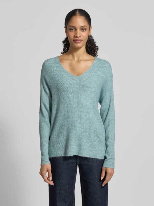 Zdjęcie produktu Sweter z dekoltem w serek w kroju regular fit model 'CREWLEFILE' Vero Moda Turkusowy