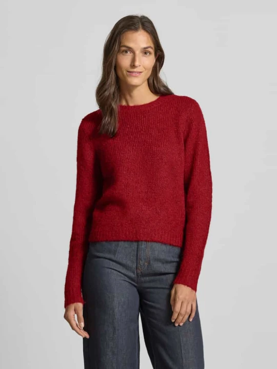 Zdjęcie produktu Sweter o kroju regular fit z dodatkiem wełny model ‘NOVAH’ Vero Moda Bordowy