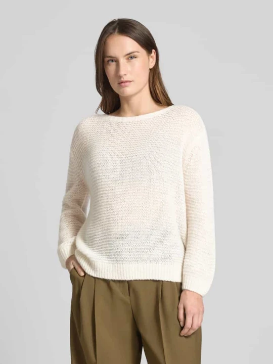 Zdjęcie produktu Sweter o kroju regular fit z dodatkiem alpaki w imitacji dzianiny LUISA CERANO Złamany biały