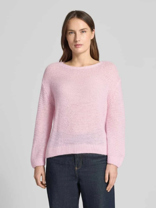 Zdjęcie produktu Sweter o kroju regular fit z dodatkiem alpaki w imitacji dzianiny LUISA CERANO Mocnoróżowy