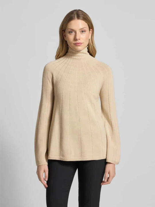 Zdjęcie produktu Sweter półgolf krój regular fit z czystej żywej wełny model „GROLLA” MM By Max Mara Beżowy