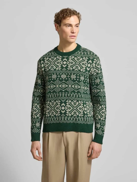 Zdjęcie produktu Sweter o kroju regular fit z dzianiny z mieszanki wełny model ‘HOLGER’ Selected Homme Ciemnozielony