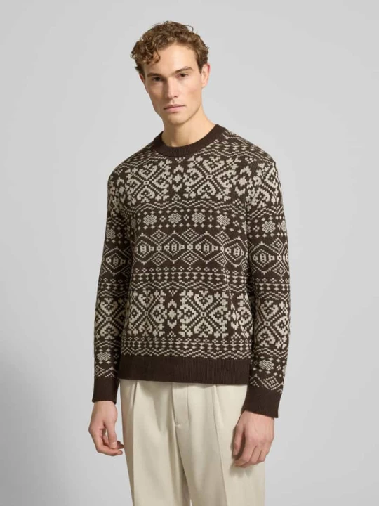 Zdjęcie produktu Sweter o kroju regular fit z dzianiny z mieszanki wełny model ‘HOLGER’ Selected Homme Ciemnobrązowy