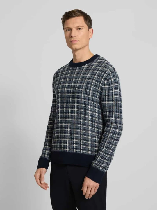 Zdjęcie produktu Sweter o kroju regular fit z dzianiny z mieszanki wełny model ‘MIKOLAS’ Selected Homme Ciemnoniebieski
