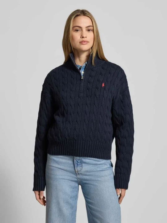 Zdjęcie produktu Troyer z wzorem w warkocze Polo Ralph Lauren Granatowy