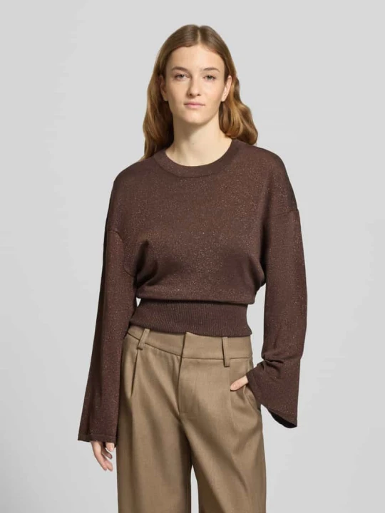 Zdjęcie produktu Regular Fit sweter z mieszanki wiskozy o wyglądzie dzianiny Gina Tricot Ciemnobrązowy