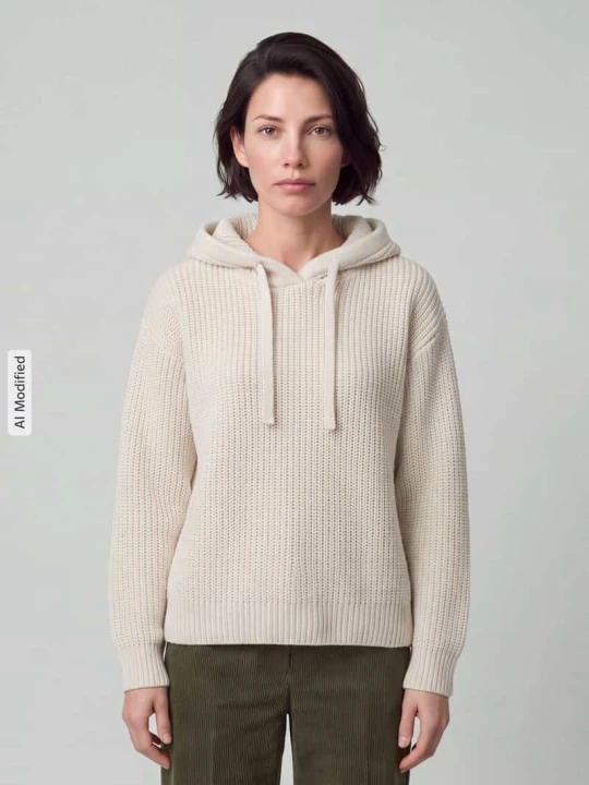 Zdjęcie produktu sweter o kroju regular fit z kapturem i tunelem Vero Moda Złamany biały