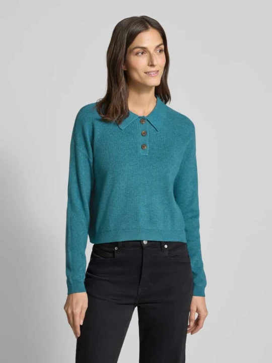 Zdjęcie produktu Sweter o kroju regular fit z kołnierzykiem polo model ‘EXCITING’ Vero Moda Petrol