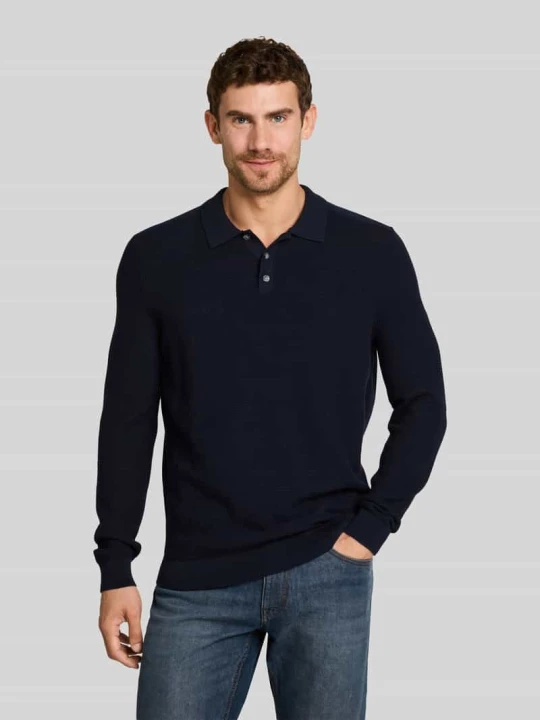 Zdjęcie produktu sweter o kroju regular fit z kołnierzykiem polo Tom Tailor Granatowy
