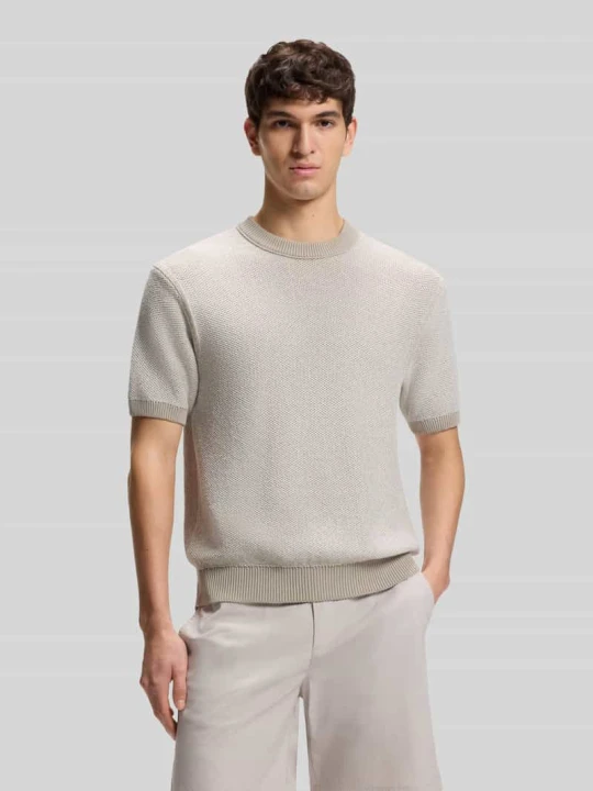 Zdjęcie produktu sweter o kroju regular fit z mieszanka bawełny model 'KANTONIO' Boss Piaskowy
