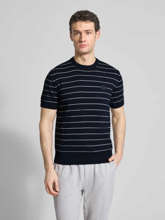 Zdjęcie produktu męski t-shirt o kroju regular fit z mieszanki bawełny i kaszmiru model 'KANACHO' Boss Granatowy