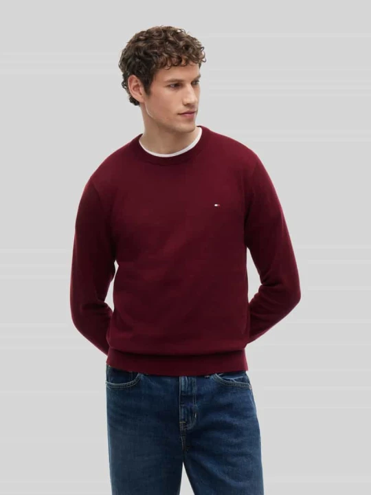 Zdjęcie produktu Sweter o kroju regular fit z mieszanki bawełny i kaszmiru Tommy Hilfiger Bordowy