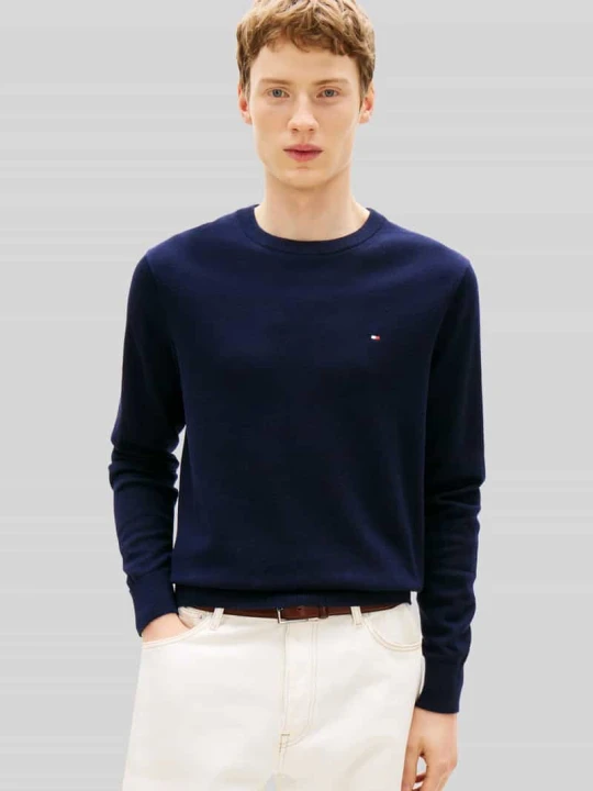 Zdjęcie produktu Sweter o kroju regular fit z mieszanki bawełny i kaszmiru Tommy Hilfiger Granatowy
